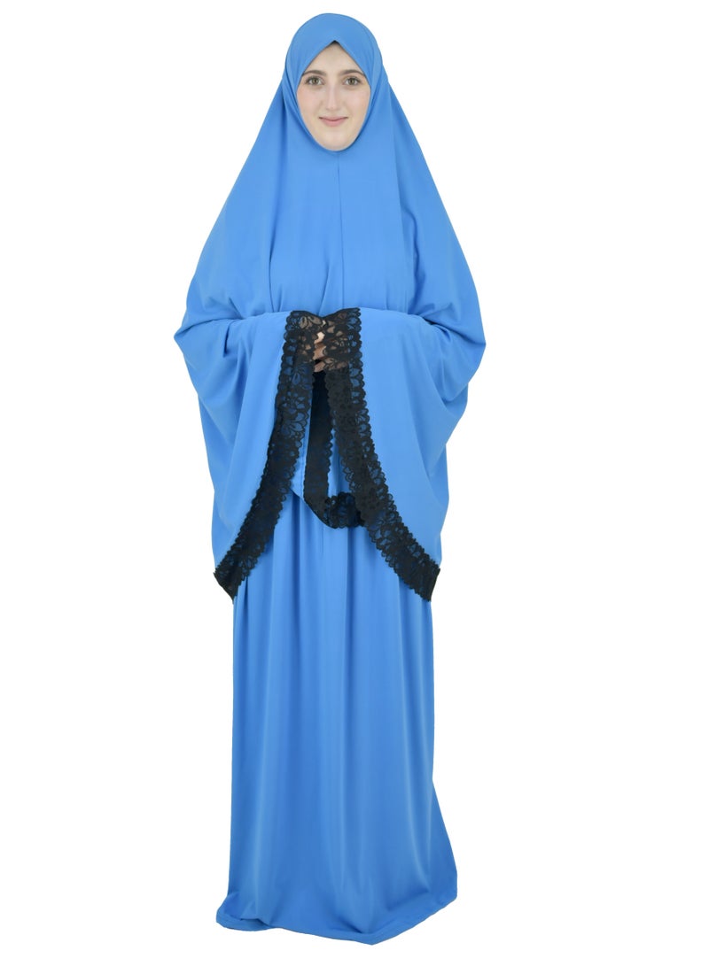 Two Piece Islamic prayer dress women with Lace - Prayer Clothes for Women - Prayer Abaya For women - Jilbab 2 piece, Umrah essentials for women - Prayer set