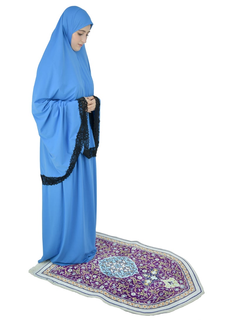 Two Piece Islamic prayer dress women with Lace - Prayer Clothes for Women - Prayer Abaya For women - Jilbab 2 piece, Umrah essentials for women - Prayer set