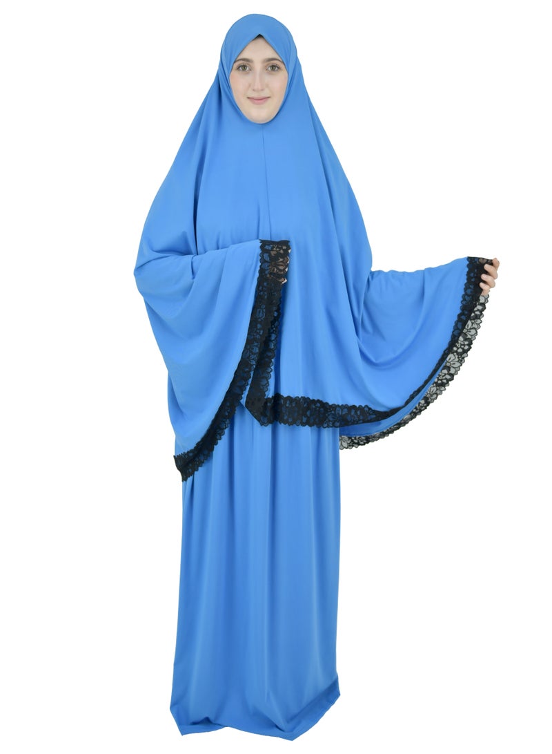 Two Piece Islamic prayer dress women with Lace - Prayer Clothes for Women - Prayer Abaya For women - Jilbab 2 piece, Umrah essentials for women - Prayer set