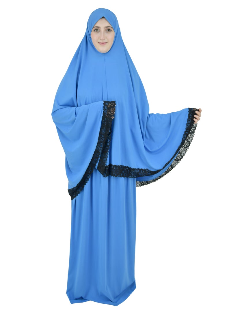 Two Piece Islamic prayer dress women with Lace - Prayer Clothes for Women - Prayer Abaya For women - Jilbab 2 piece, Umrah essentials for women - Prayer set