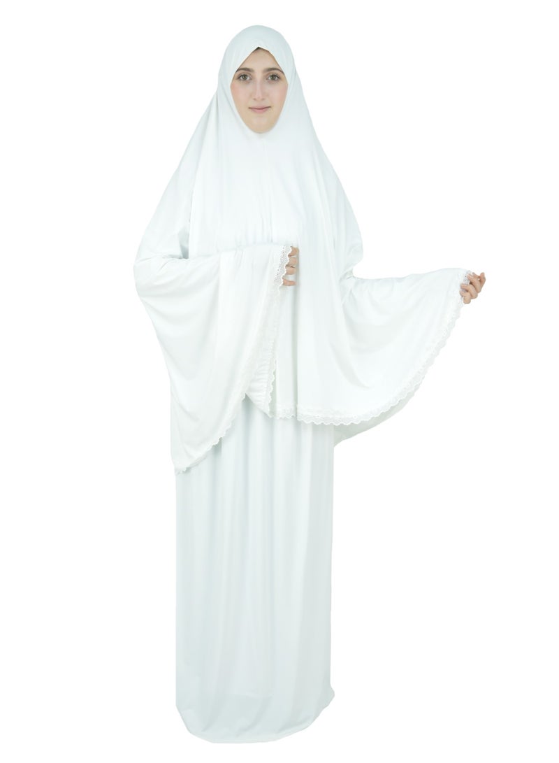 Two Piece Islamic prayer dress women with Lace - Prayer Clothes for Women - Prayer Abaya For women - Jilbab 2 piece, Umrah essentials for women - Prayer set