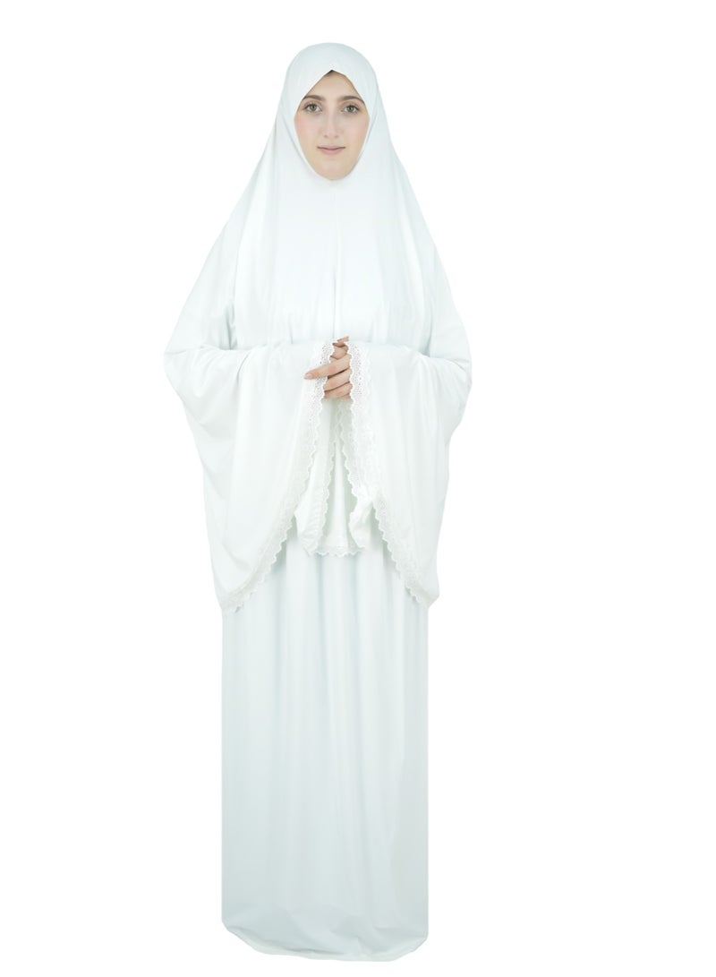 Two Piece Islamic prayer dress women with Lace - Prayer Clothes for Women - Prayer Abaya For women - Jilbab 2 piece, Umrah essentials for women - Prayer set