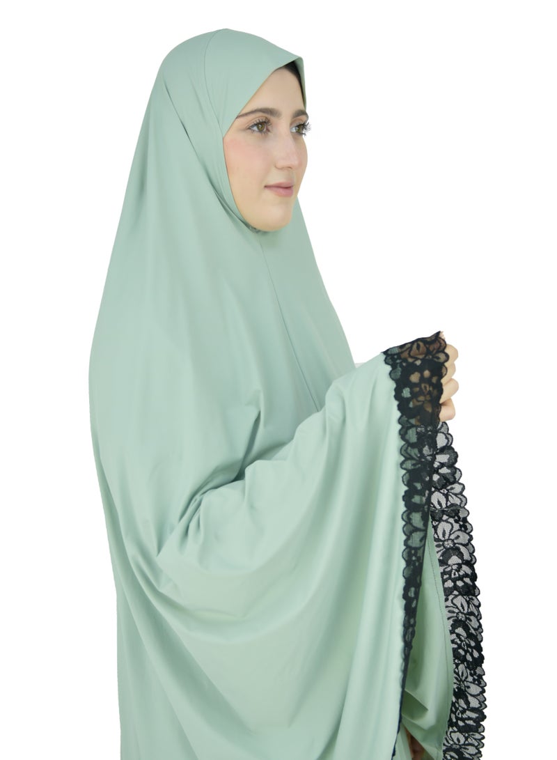 Two Piece Islamic prayer dress women with Lace - Prayer Clothes for Women - Prayer Abaya For women - Jilbab 2 piece, Umrah essentials for women - Prayer set