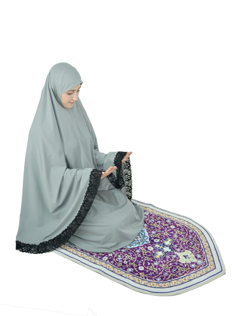 Two Piece Islamic prayer dress women with Lace - Prayer Clothes for Women - Prayer Abaya For women - Jilbab 2 piece, Umrah essentials for women - Prayer set