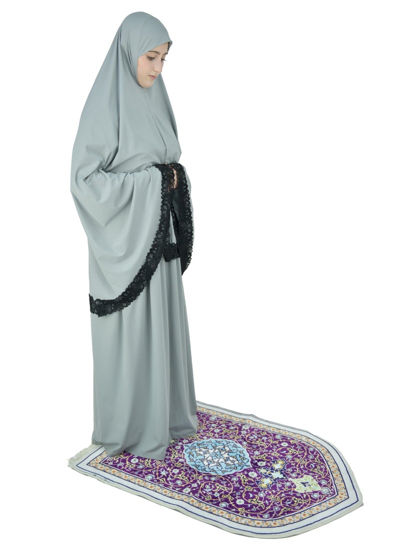 Two Piece Islamic prayer dress women with Lace - Prayer Clothes for Women - Prayer Abaya For women - Jilbab 2 piece, Umrah essentials for women - Prayer set