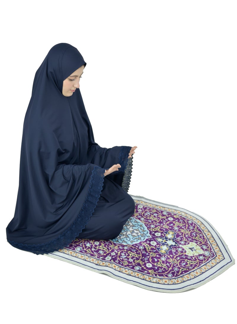 Two Piece Islamic prayer dress women with Lace - Prayer Clothes for Women - Prayer Abaya For women - Jilbab 2 piece, Umrah essentials for women - Prayer set