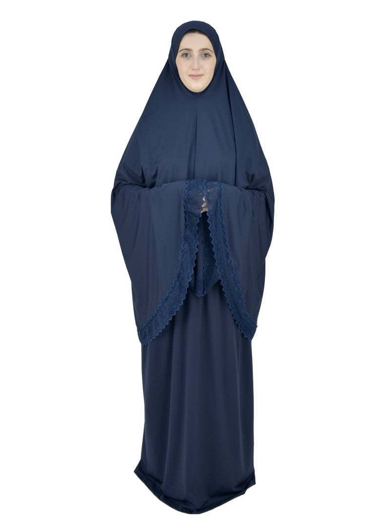 Two Piece Islamic prayer dress women with Lace - Prayer Clothes for Women - Prayer Abaya For women - Jilbab 2 piece, Umrah essentials for women - Prayer set