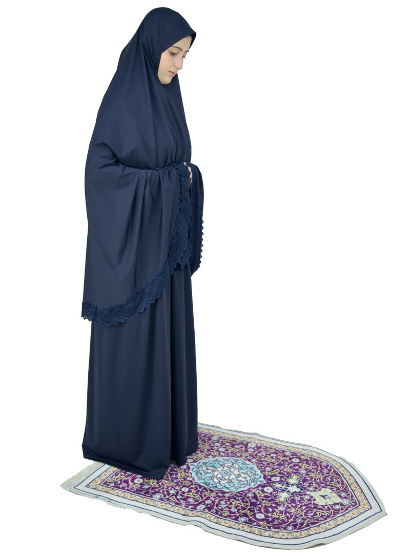 Two Piece Islamic prayer dress women with Lace - Prayer Clothes for Women - Prayer Abaya For women - Jilbab 2 piece, Umrah essentials for women - Prayer set