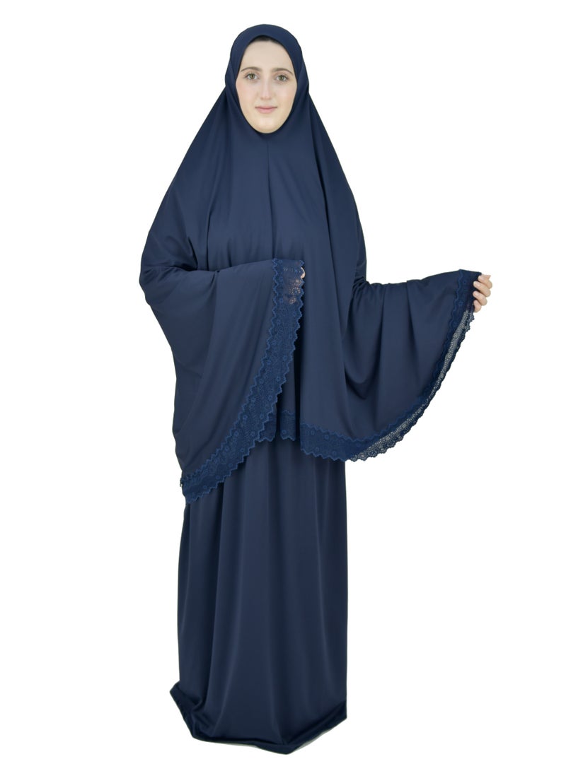 Two Piece Islamic prayer dress women with Lace - Prayer Clothes for Women - Prayer Abaya For women - Jilbab 2 piece, Umrah essentials for women - Prayer set