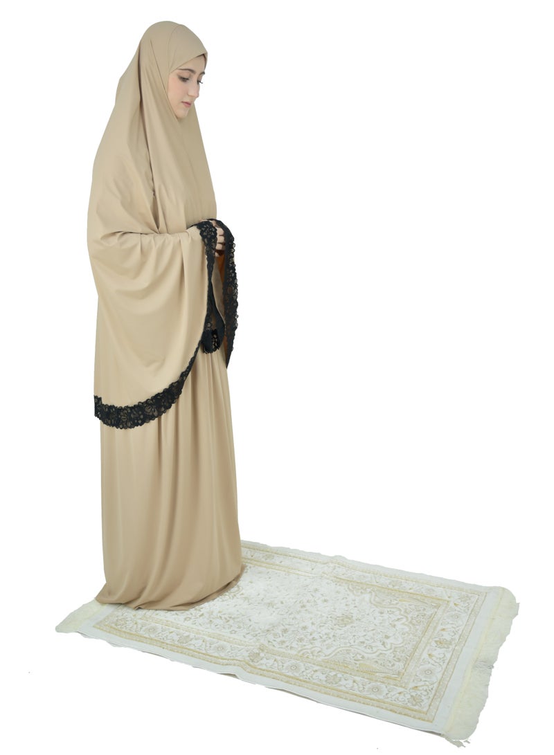 Two Piece Islamic prayer dress women with Lace - Prayer Clothes for Women - Prayer Abaya For women - Jilbab 2 piece, Umrah essentials for women - Prayer set