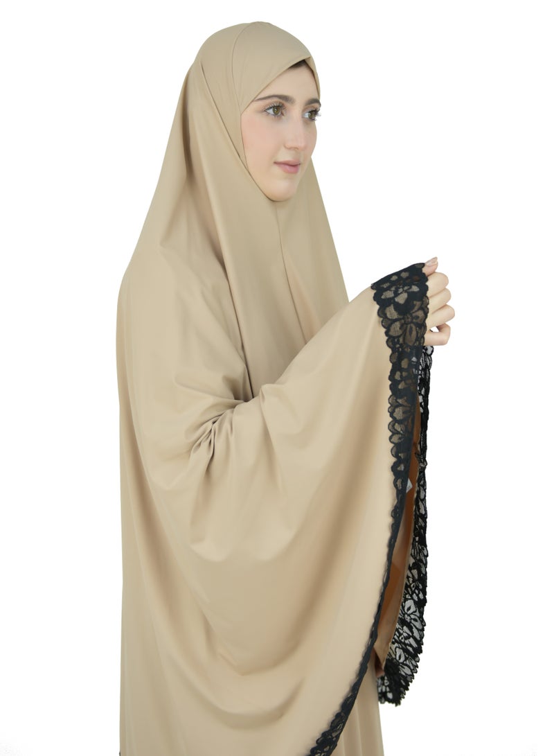 Two Piece Islamic prayer dress women with Lace - Prayer Clothes for Women - Prayer Abaya For women - Jilbab 2 piece, Umrah essentials for women - Prayer set