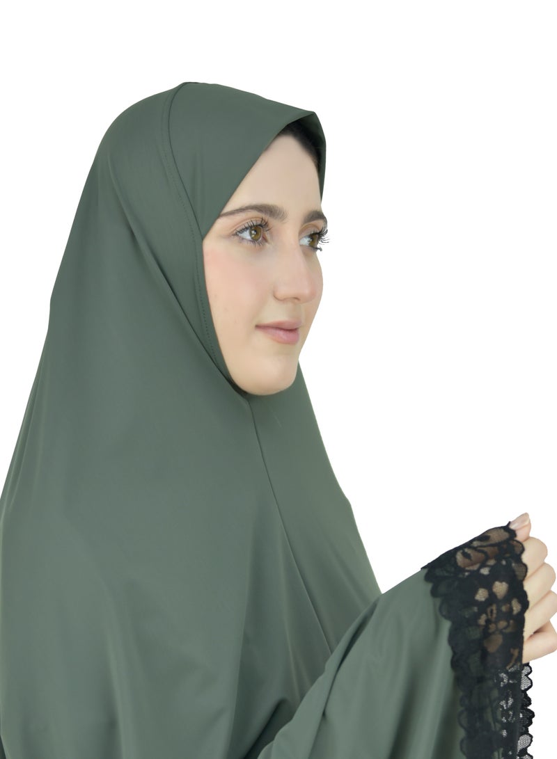 Two Piece Islamic prayer dress women with Lace - Prayer Clothes for Women - Prayer Abaya For women - Jilbab 2 piece, Umrah essentials for women - Prayer set