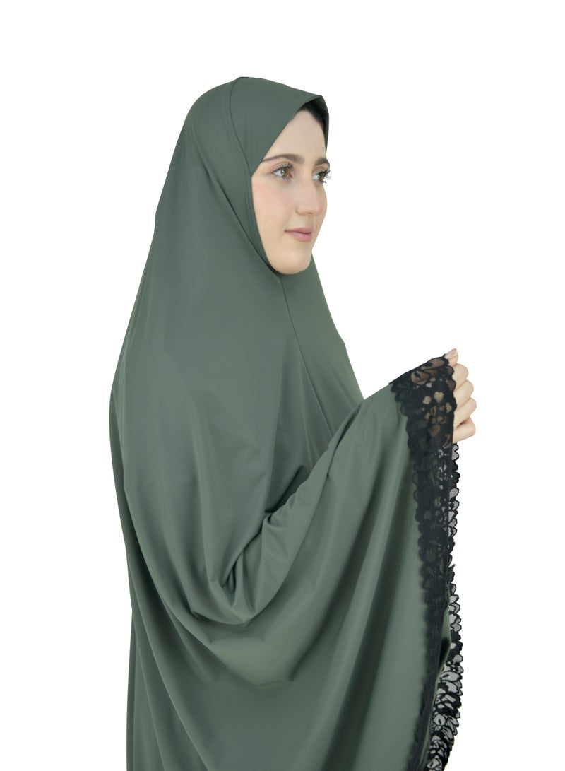 Two Piece Islamic prayer dress women with Lace - Prayer Clothes for Women - Prayer Abaya For women - Jilbab 2 piece, Umrah essentials for women - Prayer set