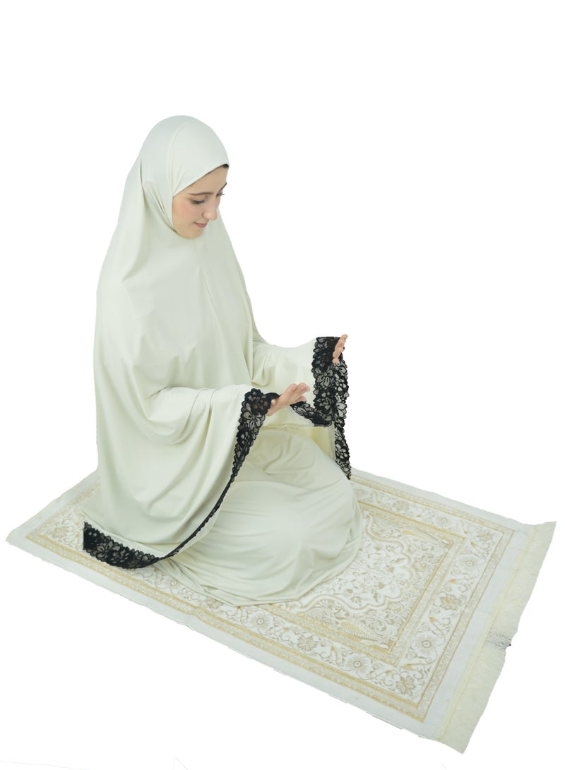 Two Piece Islamic prayer dress women with Lace - Prayer Clothes for Women - Prayer Abaya For women - Jilbab 2 piece, Umrah essentials for women - Prayer set