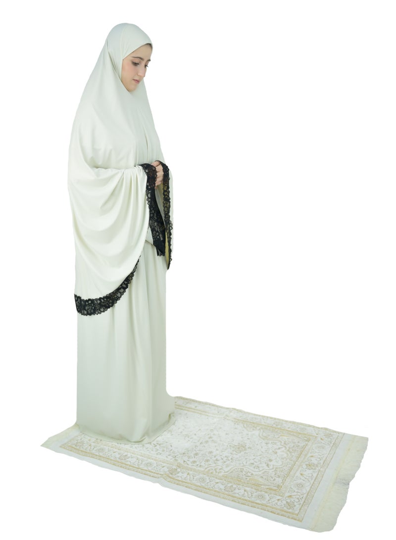 Two Piece Islamic prayer dress women with Lace - Prayer Clothes for Women - Prayer Abaya For women - Jilbab 2 piece, Umrah essentials for women - Prayer set