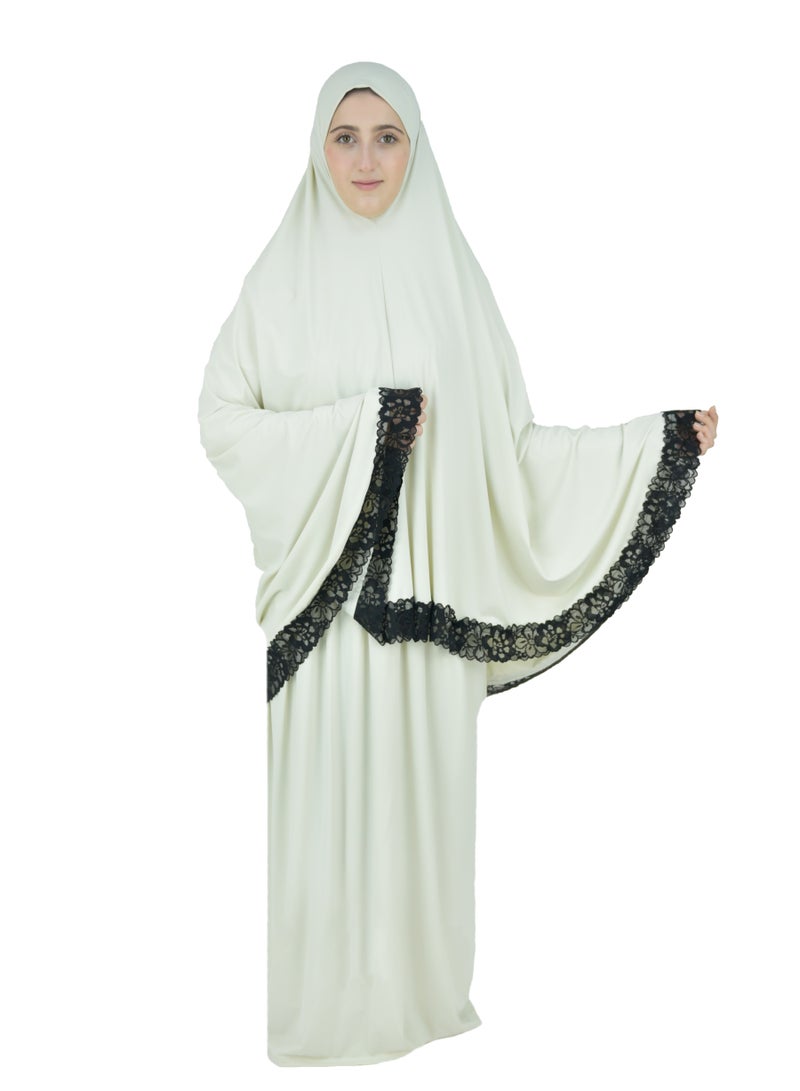 Two Piece Islamic prayer dress women with Lace - Prayer Clothes for Women - Prayer Abaya For women - Jilbab 2 piece, Umrah essentials for women - Prayer set