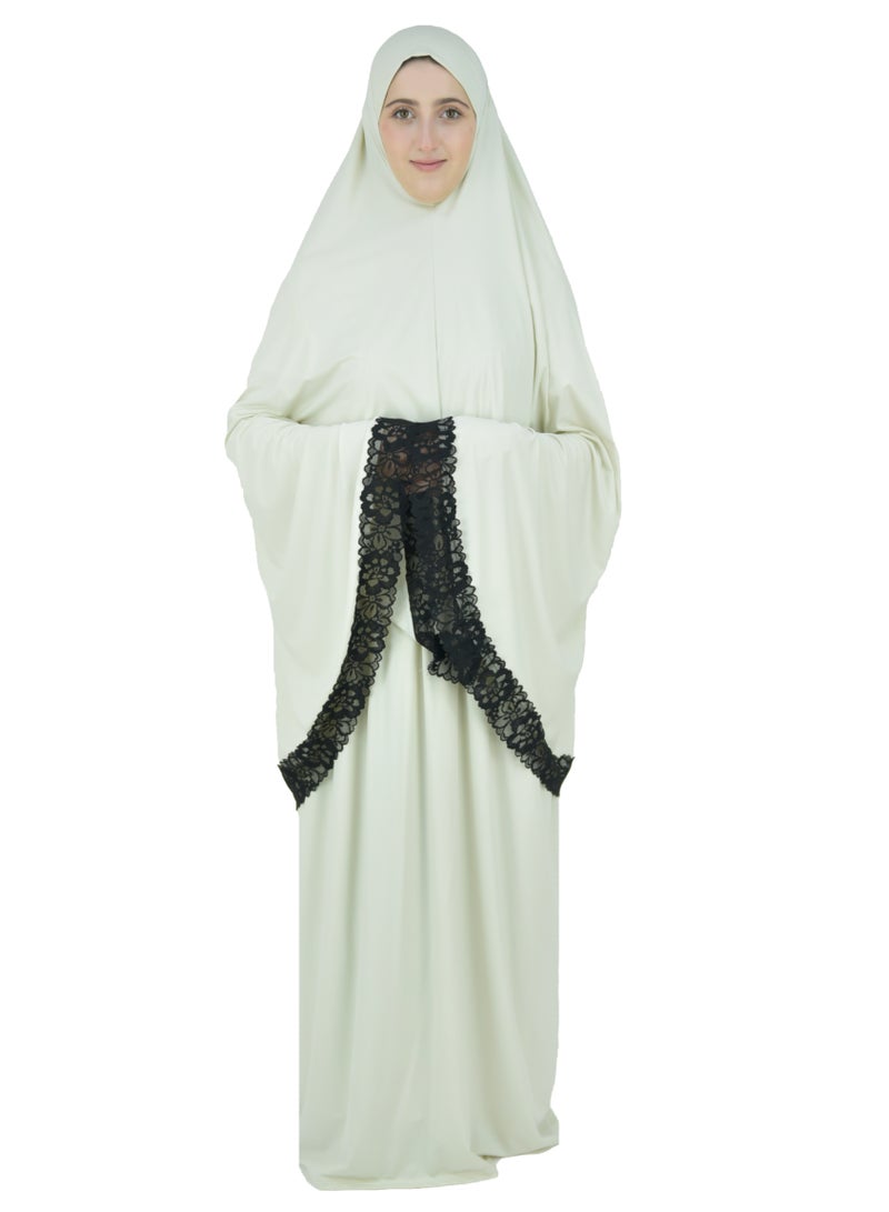 Two Piece Islamic prayer dress women with Lace - Prayer Clothes for Women - Prayer Abaya For women - Jilbab 2 piece, Umrah essentials for women - Prayer set