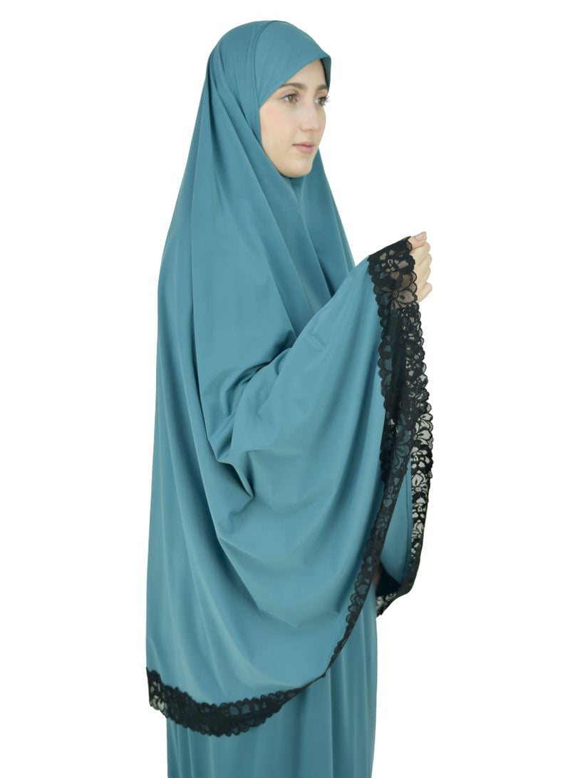 Two Piece Islamic prayer dress women with Lace - Prayer Clothes for Women - Prayer Abaya For women - Jilbab 2 piece, Umrah essentials for women - Prayer set