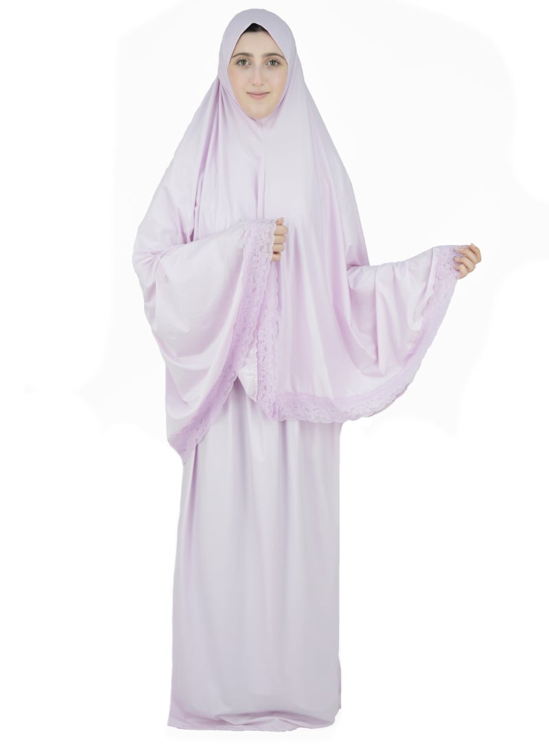 Two Piece Islamic prayer dress women with Lace - Prayer Clothes for Women - Prayer Abaya For women - Jilbab 2 piece, Umrah essentials for women - Prayer set