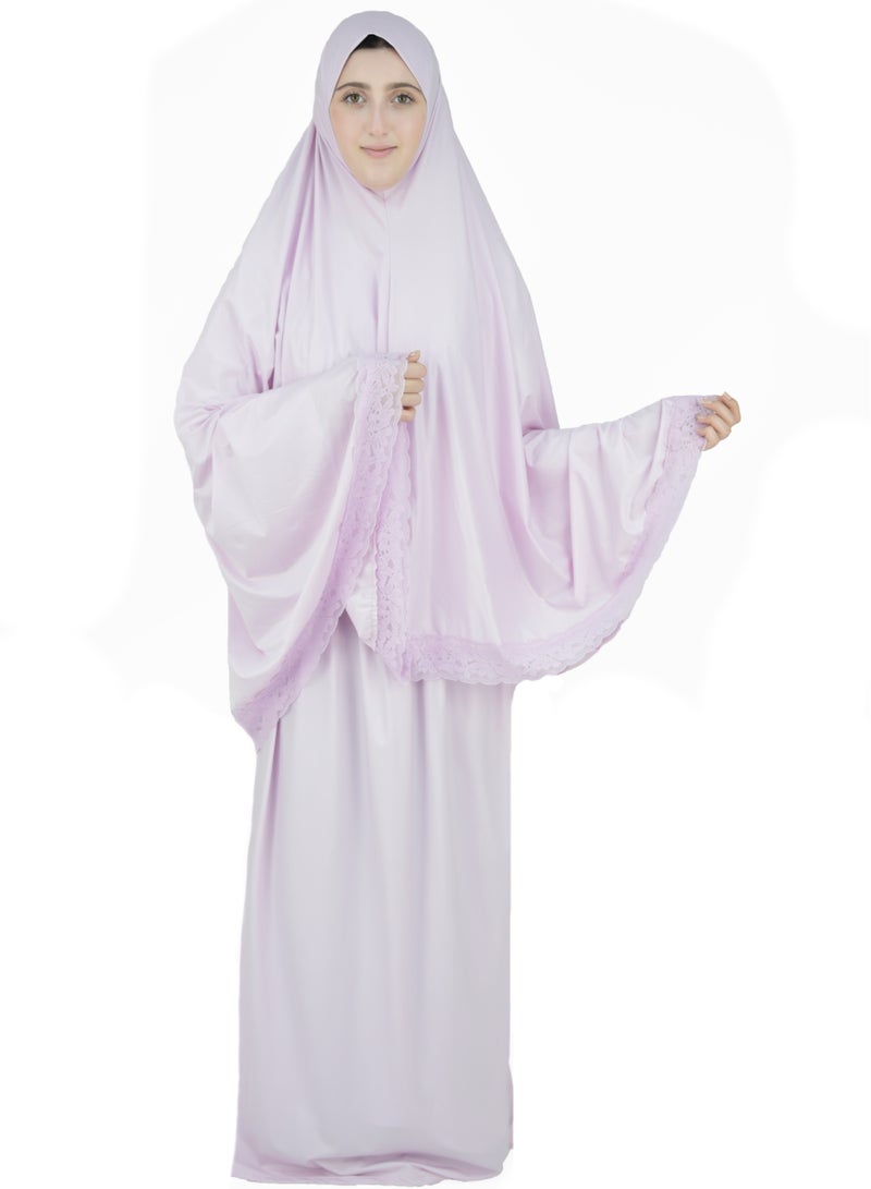 Two Piece Islamic prayer dress women with Lace - Prayer Clothes for Women - Prayer Abaya For women - Jilbab 2 piece, Umrah essentials for women - Prayer set