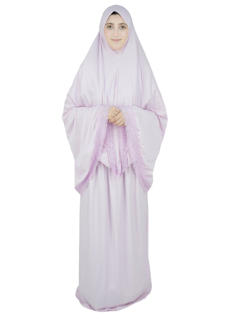 Two Piece Islamic prayer dress women with Lace - Prayer Clothes for Women - Prayer Abaya For women - Jilbab 2 piece, Umrah essentials for women - Prayer set