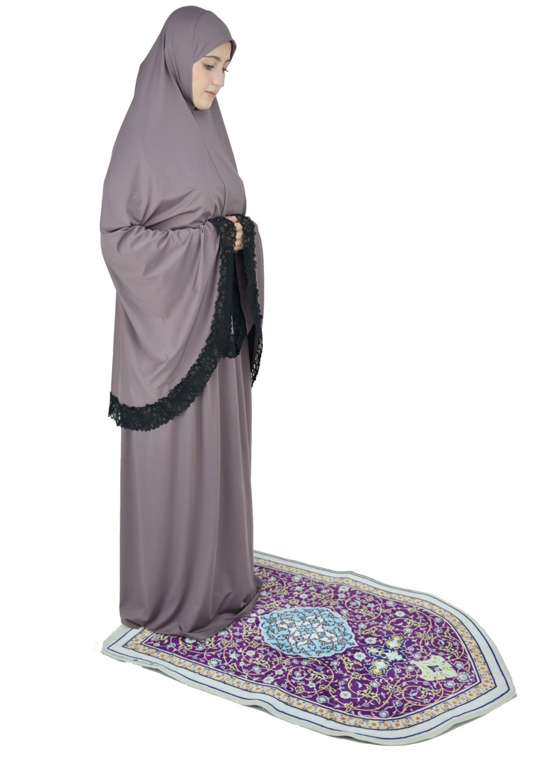 Two Piece Islamic prayer dress women with Lace - Prayer Clothes for Women - Prayer Abaya For women - Jilbab 2 piece, Umrah essentials for women - Prayer set