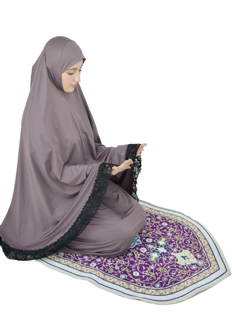 Two Piece Islamic prayer dress women with Lace - Prayer Clothes for Women - Prayer Abaya For women - Jilbab 2 piece, Umrah essentials for women - Prayer set