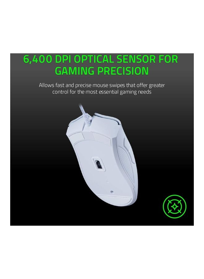 DeathAdder Essential Gaming Mouse with 6,400 DPI Optical Sensor - Mercury White