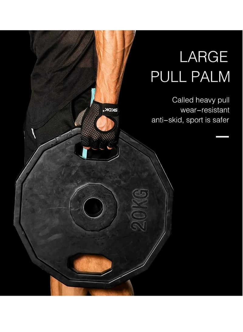 Breathable Exercise Gloves, Flexible Anti Slip Weight Lifting Gloves With Shock Absorbing Foam Pad Palm, Hollow Silicone Palm Training Gloves For Cycling, Bodybuilding, Gym Workout, (Size M, Black)