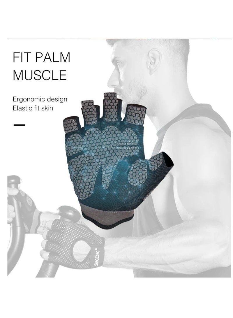 Breathable Exercise Gloves, Flexible Anti Slip Weight Lifting Gloves With Shock Absorbing Foam Pad Palm, Hollow Silicone Palm Training Gloves For Cycling, Bodybuilding, Gym Workout, (Size S, Black)