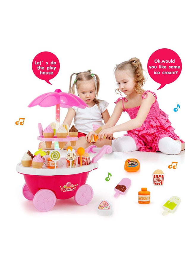 Candy Cart Ice Cream Shop Supermarket Trolley Kids Toy With Light And Music