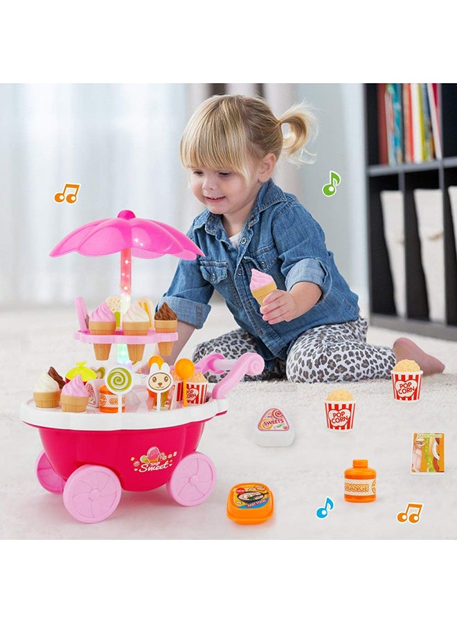 Candy Cart Ice Cream Shop Supermarket Trolley Kids Toy With Light And Music