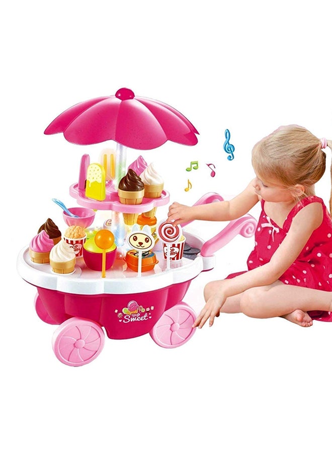 Candy Cart Ice Cream Shop Supermarket Trolley Kids Toy With Light And Music