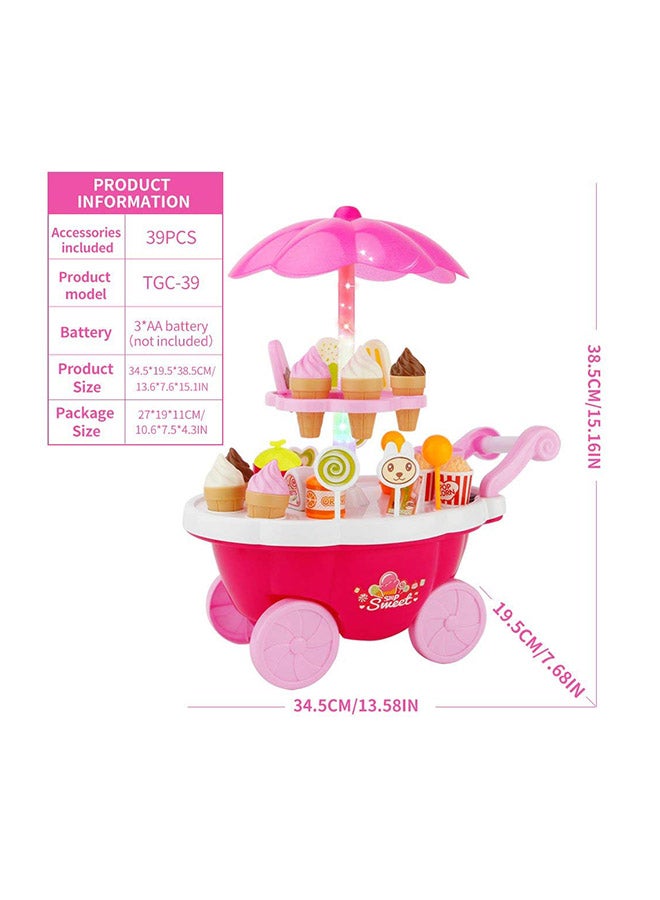 Candy Cart Ice Cream Shop Supermarket Trolley Kids Toy With Light And Music