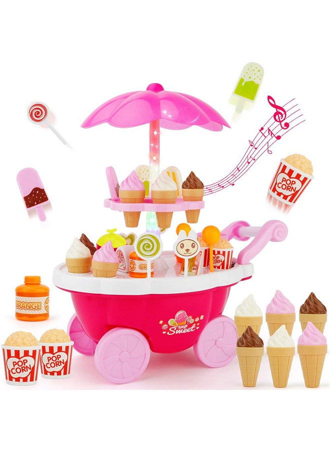 Candy Cart Ice Cream Shop Supermarket Trolley Kids Toy With Light And Music