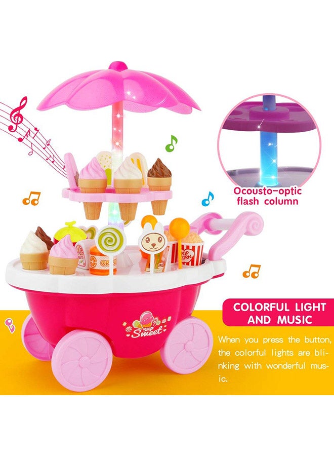 Candy Cart Ice Cream Shop Supermarket Trolley Kids Toy With Light And Music