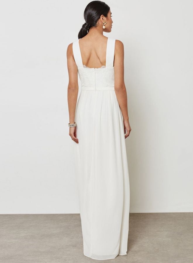 Lace Detail Bridal Maxi Dress White