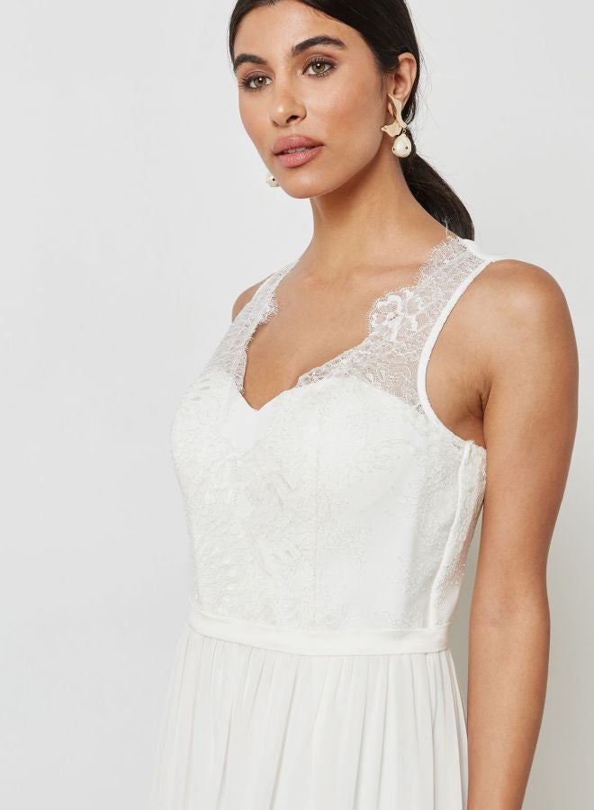 Lace Detail Bridal Maxi Dress White