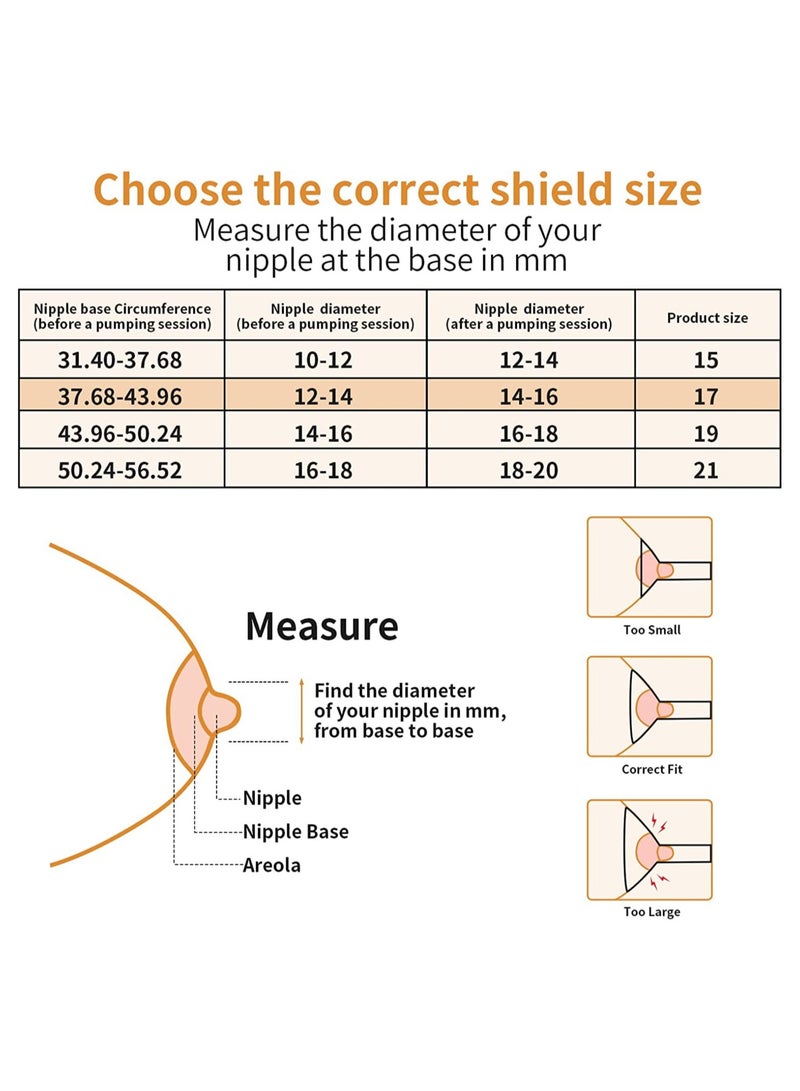 4pcs 17mm 19mm Inserts for momcozy S9 S12 S9pro S12pro Lansinoh Bellababy Pump Parts Replace Wearable Breast Pump Shield Insert to Reduce 24mm Down to 17mm 19mm