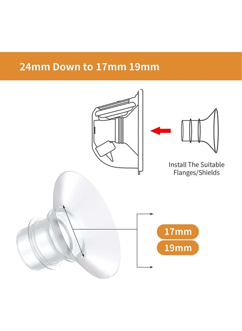 4pcs 17mm 19mm Inserts for momcozy S9 S12 S9pro S12pro Lansinoh Bellababy Pump Parts Replace Wearable Breast Pump Shield Insert to Reduce 24mm Down to 17mm 19mm