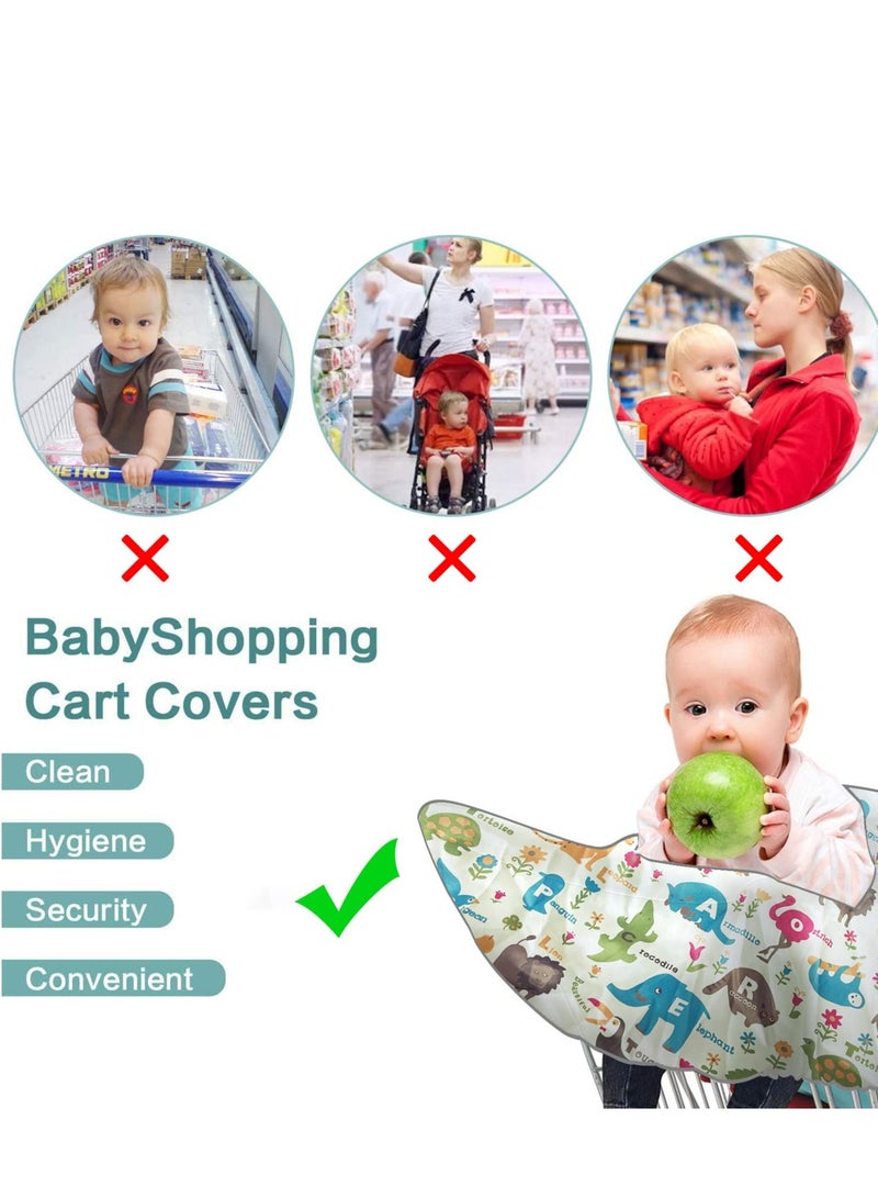 Baby Shopping Cart Cover for Baby and Toddler - 2-in-1 High Chair Cover | Portable Design, Includes Free Carry Bag for Market and Resturant Use(Cute Zoo)