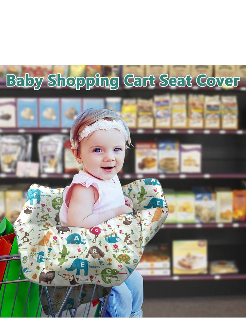 Baby Shopping Cart Cover for Baby and Toddler - 2-in-1 High Chair Cover | Portable Design, Includes Free Carry Bag for Market and Resturant Use(Cute Zoo)