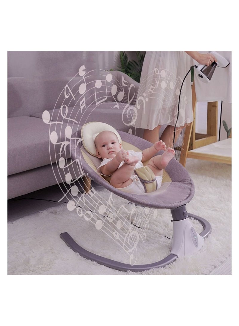 COOLBABY Electric Baby Rocking Chair Adjustable Angle Foldable Washable Mother and Baby Coax Sleep Cradle Bed with Remote Control Bluetooth Music
