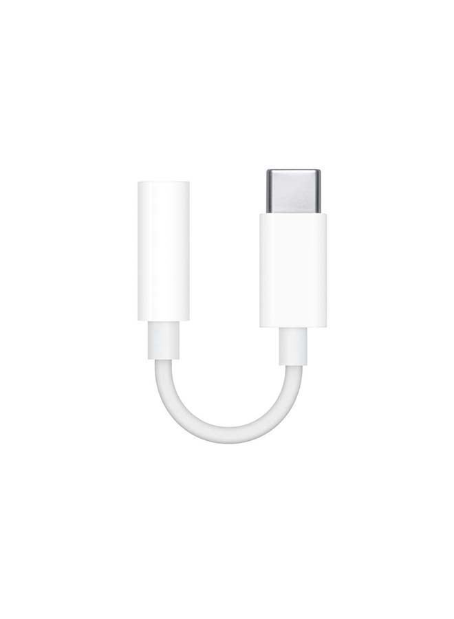 2 in 1 Pack of USB-C to 3.5mm Headphone Jack Adapter with USB-C Charge Cable 1m white