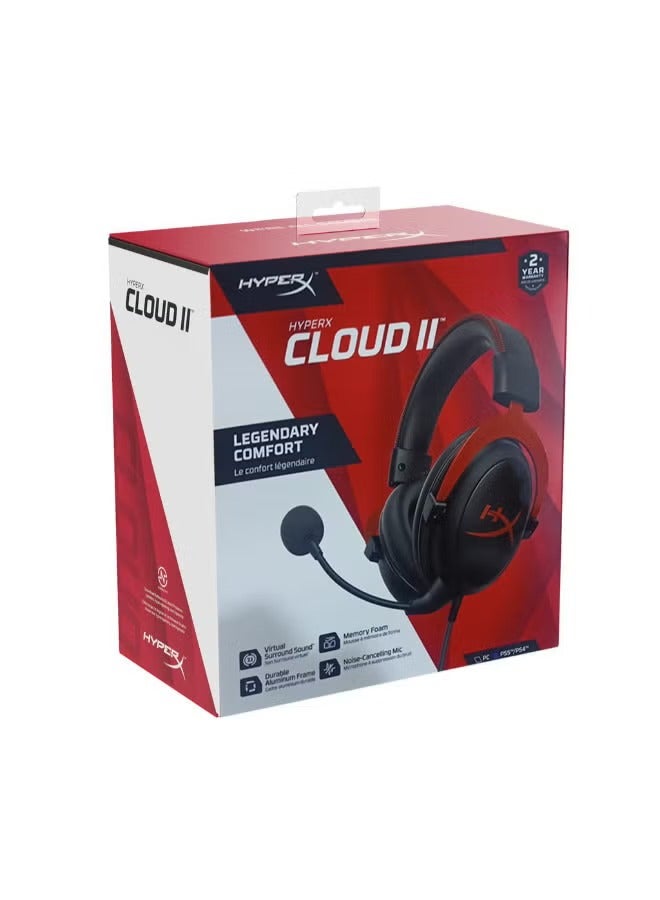 Cloud II Brand New Wired Over Ear Gaming Headphones For PS4 PS5 XOne XSeries NSwitch PC Red