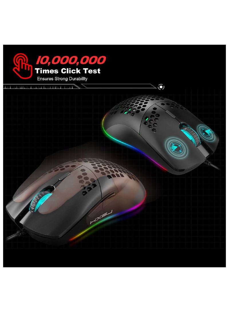 J900 Usb Wired Gaming Mouse Rgb With Six Adjustable Dpi Black