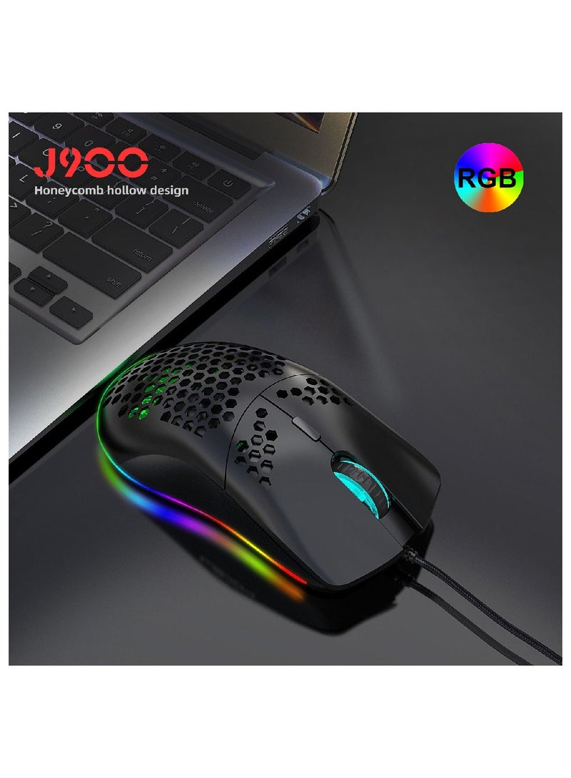 J900 Usb Wired Gaming Mouse Rgb With Six Adjustable Dpi Black