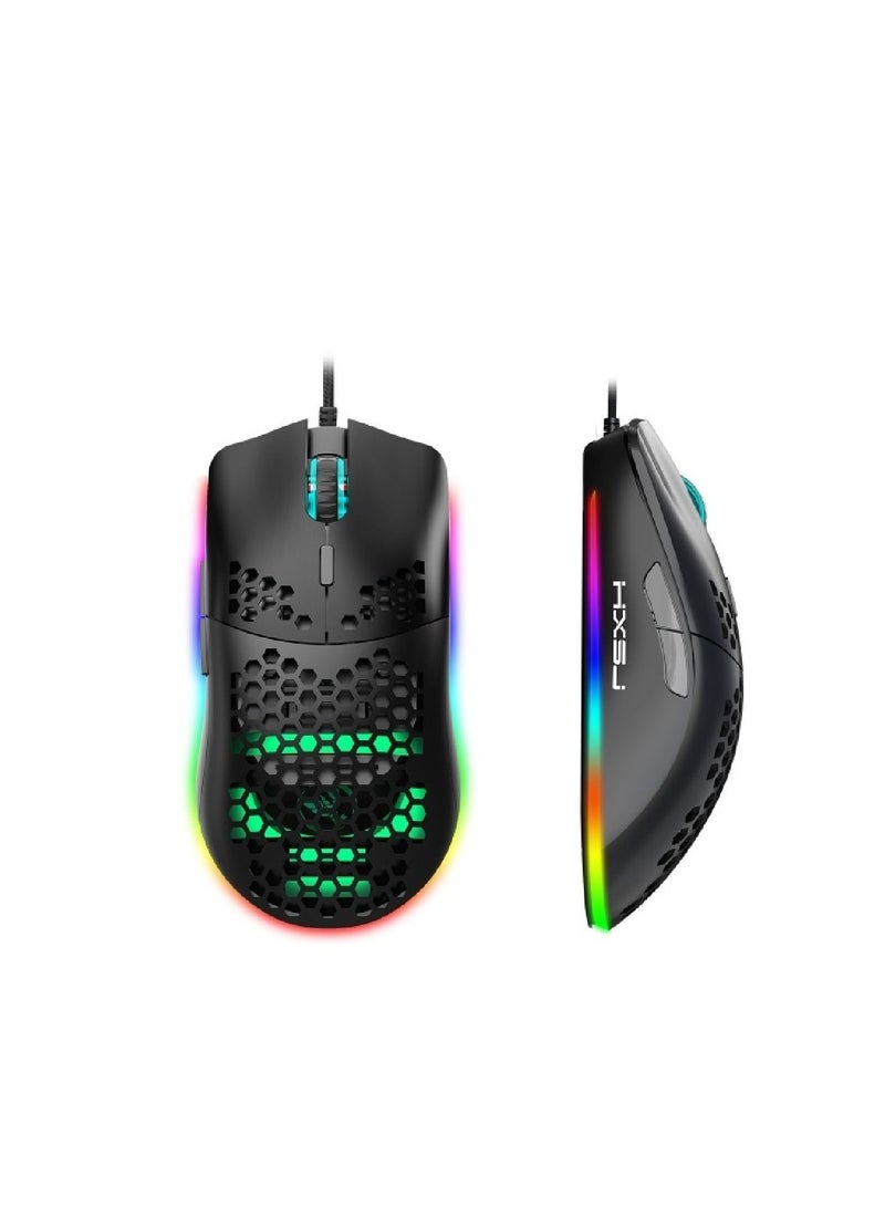 J900 Usb Wired Gaming Mouse Rgb With Six Adjustable Dpi Black