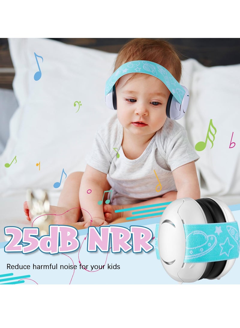 3Pcs Kids Ear Protection for Noise Reduction Cancelling Ear with Adjustable Headband Noise Hearing Protection Ear (Blue, White, Pink)