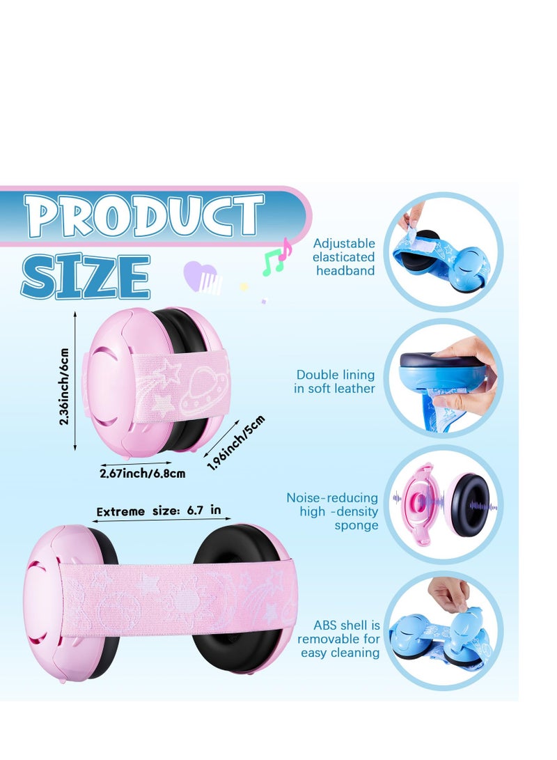 3Pcs Kids Ear Protection for Noise Reduction Cancelling Ear with Adjustable Headband Noise Hearing Protection Ear (Blue, White, Pink)